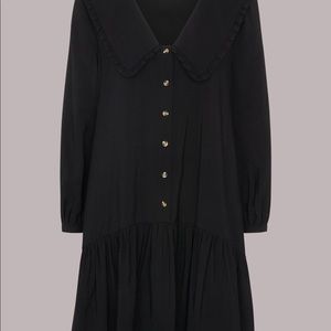 Whistles Emery baby doll collar black dress, size 2